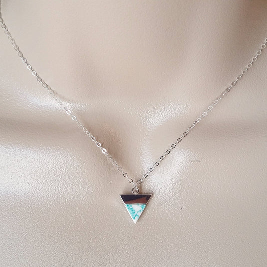 Mint Necklace, Silver Necklace, Sterling Silver Necklace, Mint and Marble Necklace, Mint Jewelry, Gift Ideas, Bridal Gifts, Christmas Gifts