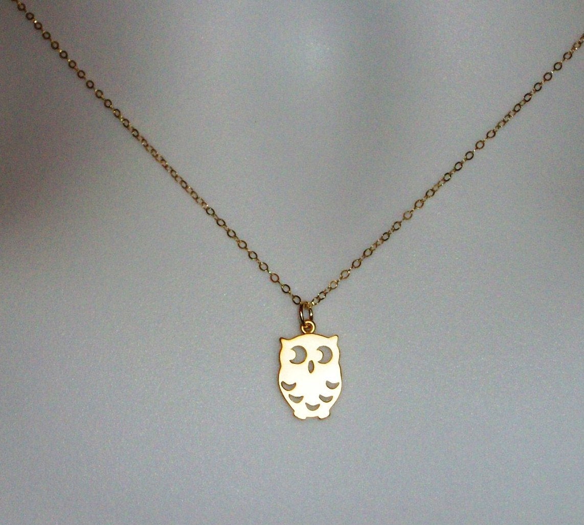 Owl Necklace - Gold Owl Necklace, gold, yellow, Gold filled Owl Necklace, Valentines Day, Bridesmaid Gifts, Weddings, Bridal