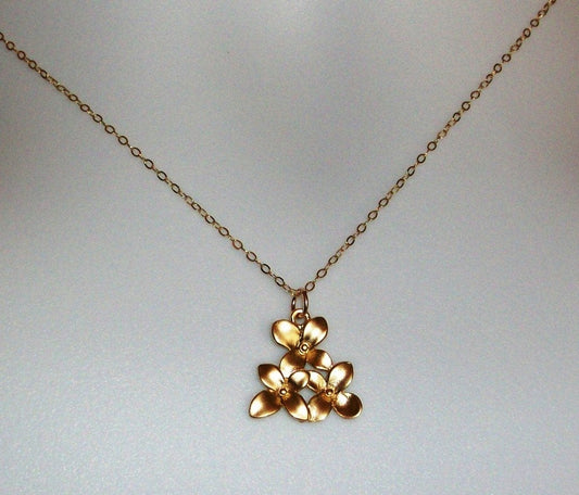 Flower Necklace - Gold Flower Necklace, gold, yellow, Gold Flower Cluster Necklace, Valentines Day, Bridesmaid Gifts, Weddings