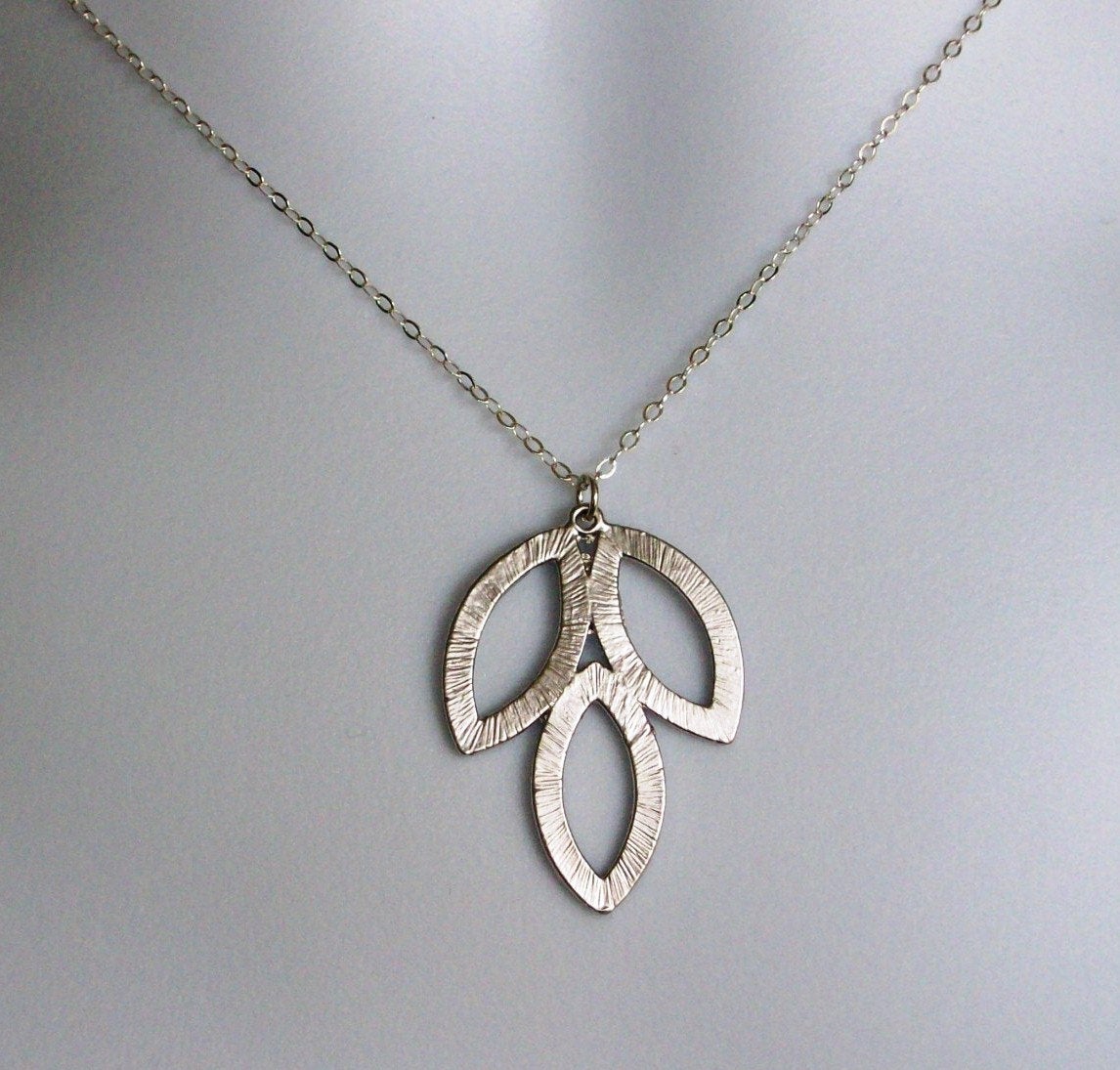 Triple Leaf Necklace - Sterling Silver Triple Leaf Pendant Necklace, silver, white, grey, Valentines Day, Bridesmaid Gifts, Weddings, Brida