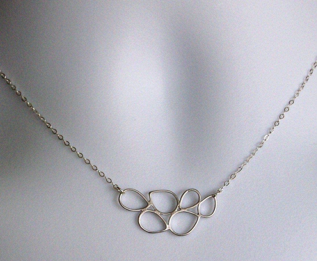 Geometric Circle Necklace - Silver Geometric Necklace, Sterling Silver Necklace, Valentines Day, bridesmaid gifts, grey, silver, white