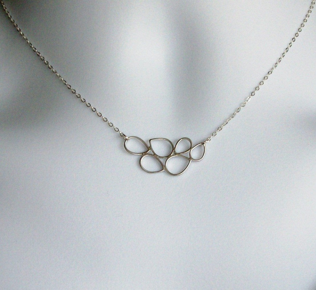 Geometric Circle Necklace - Silver Geometric Necklace, Sterling Silver Necklace, Valentines Day, bridesmaid gifts, grey, silver, white