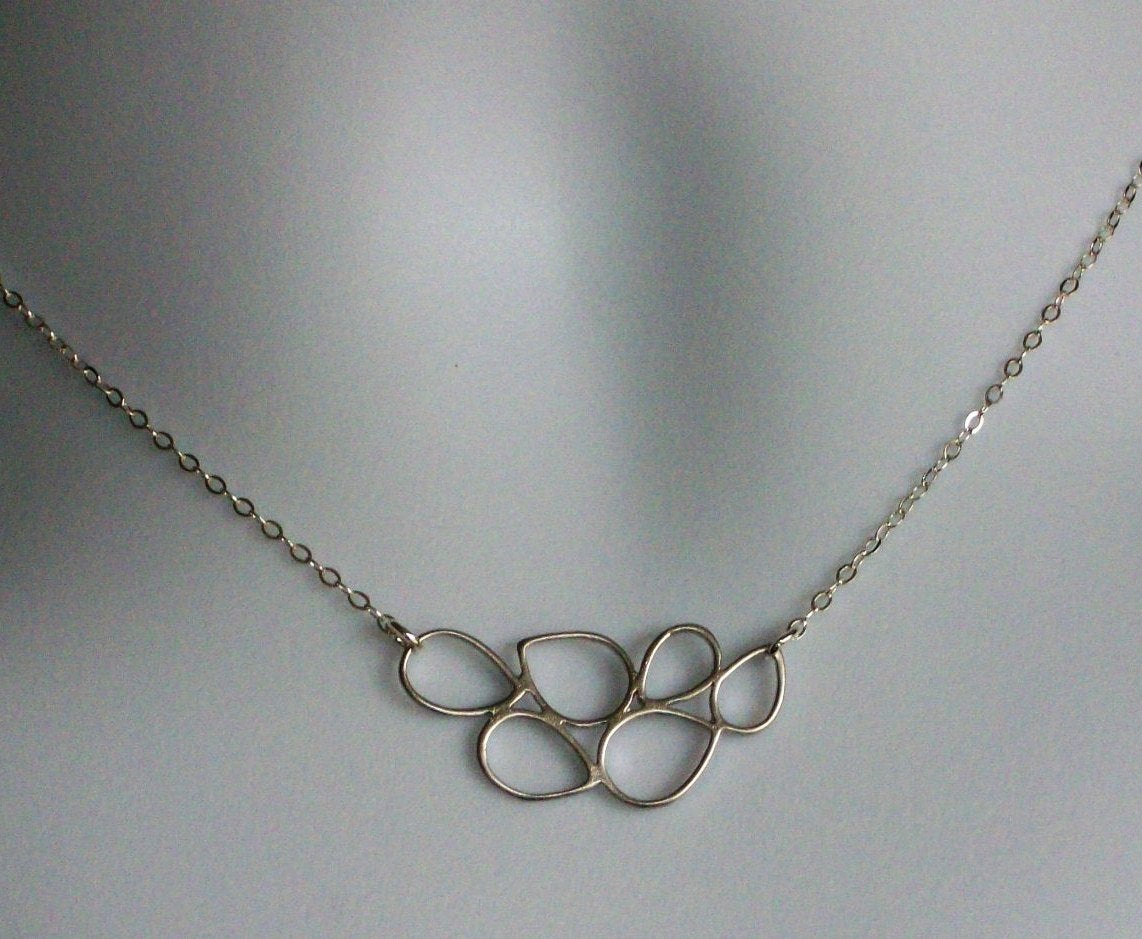 Geometric Circle Necklace - Silver Geometric Necklace, Sterling Silver Necklace, Valentines Day, bridesmaid gifts, grey, silver, white