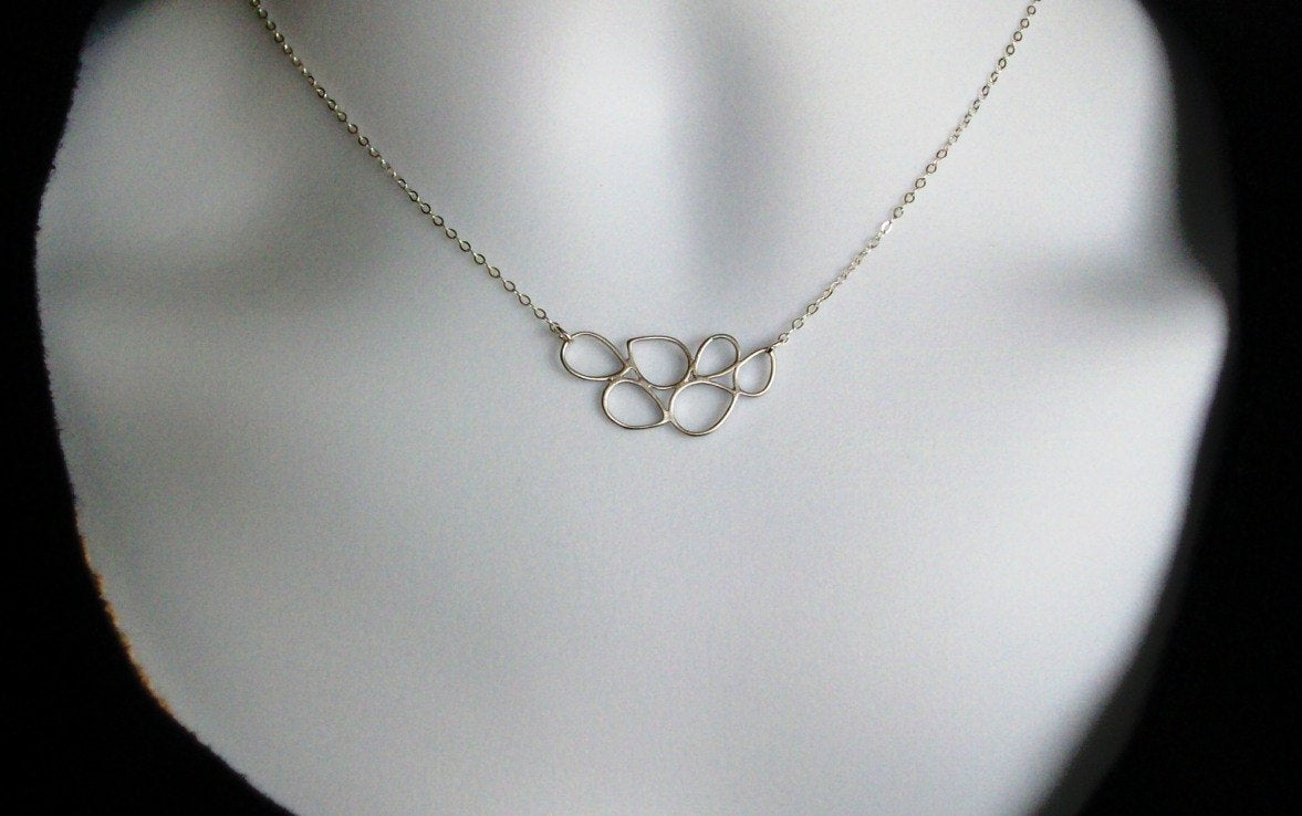 Geometric Circle Necklace - Silver Geometric Necklace, Sterling Silver Necklace, Valentines Day, bridesmaid gifts, grey, silver, white