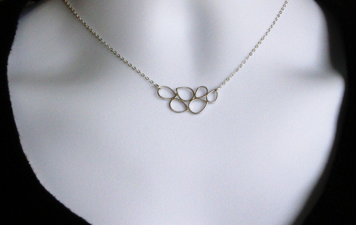 Geometric Circle Necklace - Silver Geometric Necklace, Sterling Silver Necklace, Valentines Day, bridesmaid gifts, grey, silver, white