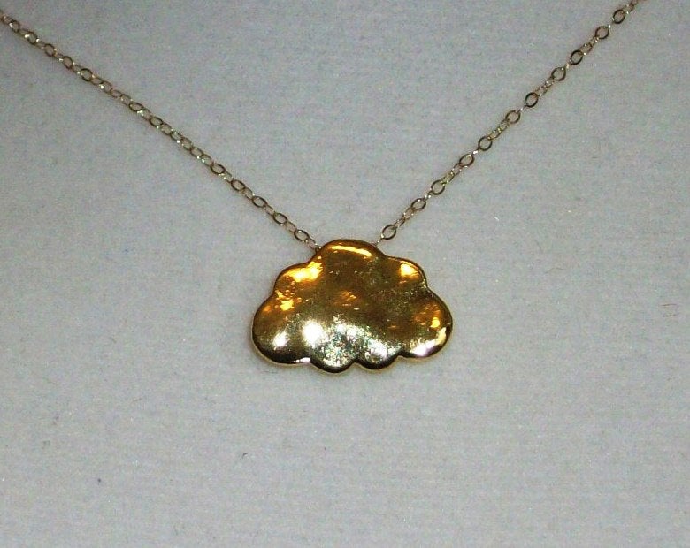 Cloud Necklace - Gold Filled Cloud Necklace with Gold Plated Cloud Pendant, gold, yellow, white, Bridesmaid Gift, Valentines Day