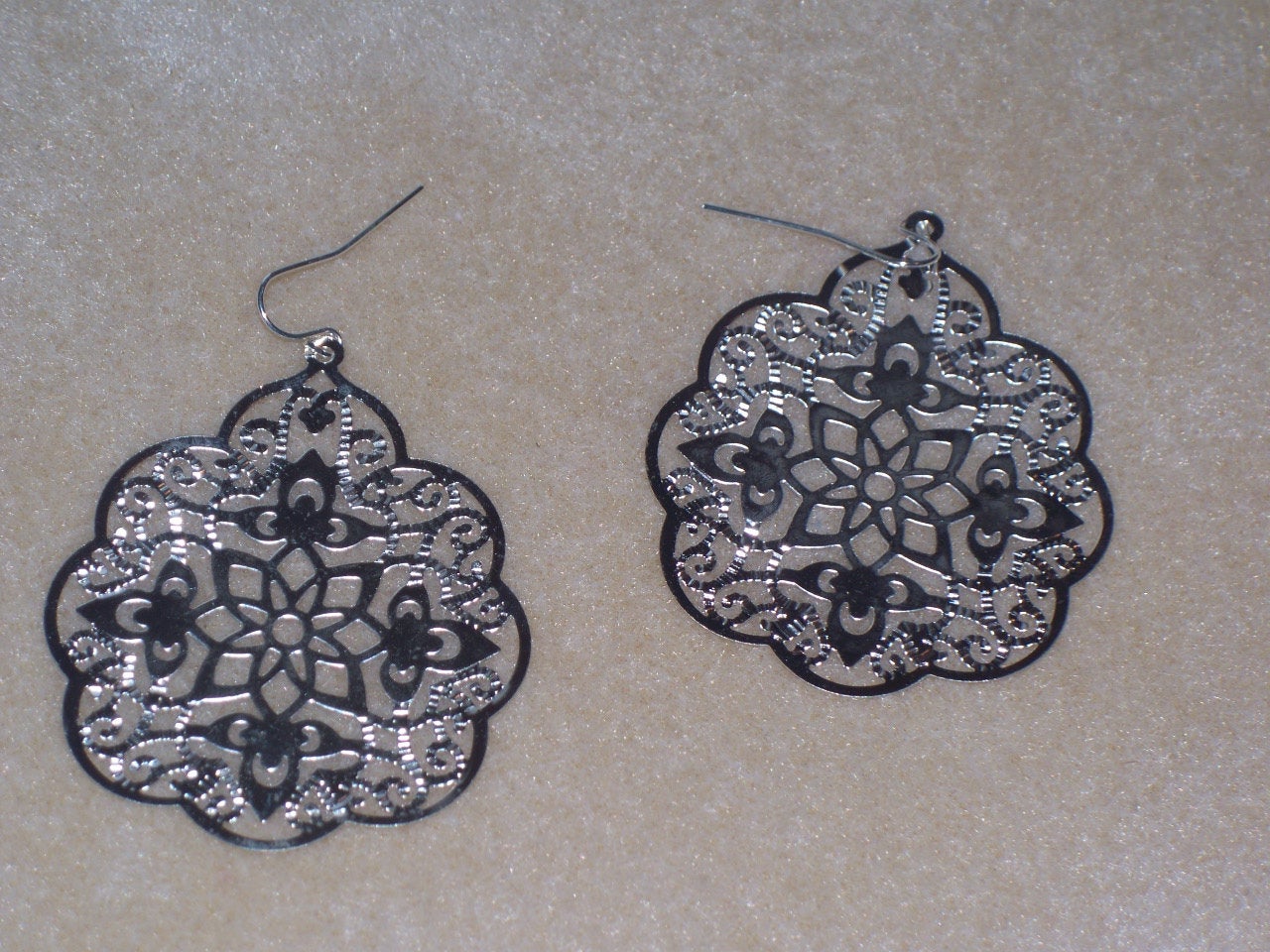 Silver Earrings - Sterling Silver Large Filigree Dangle Earrings, Valentines Day, bridesmaid gifts, wedding, grey, white, silver