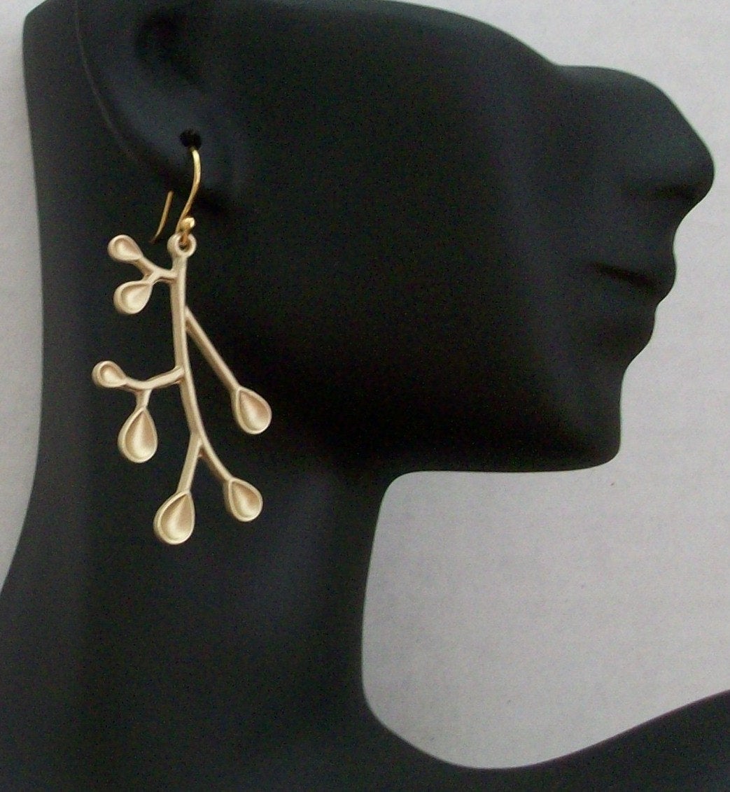 Gold Earrings-Gold Branch Earrings-Dangle Earrings-Gold Filled branch Earrings-Bridal, wedding, mothers day, yellow, gold, Bridesmaid Gifts