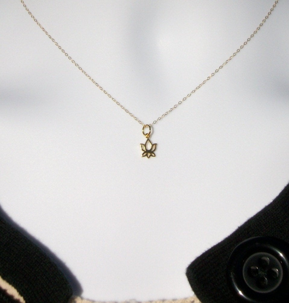Tiny Lotus Necklace - Gold Lotus Necklace - Tiny Gold Lotus Flower Necklace, Gold Filled Necklace, bridesmaid gifts, gold, yellow, Wedding