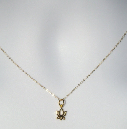 Tiny Lotus Necklace - Gold Lotus Necklace - Tiny Gold Lotus Flower Necklace, Gold Filled Necklace, bridesmaid gifts, gold, yellow, Wedding