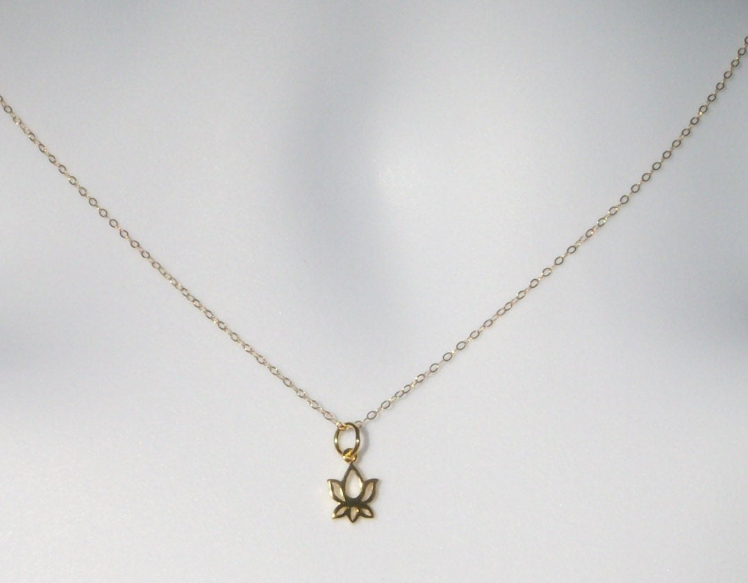 Tiny Lotus Necklace - Gold Lotus Necklace - Tiny Gold Lotus Flower Necklace, Gold Filled Necklace, bridesmaid gifts, gold, yellow, Wedding