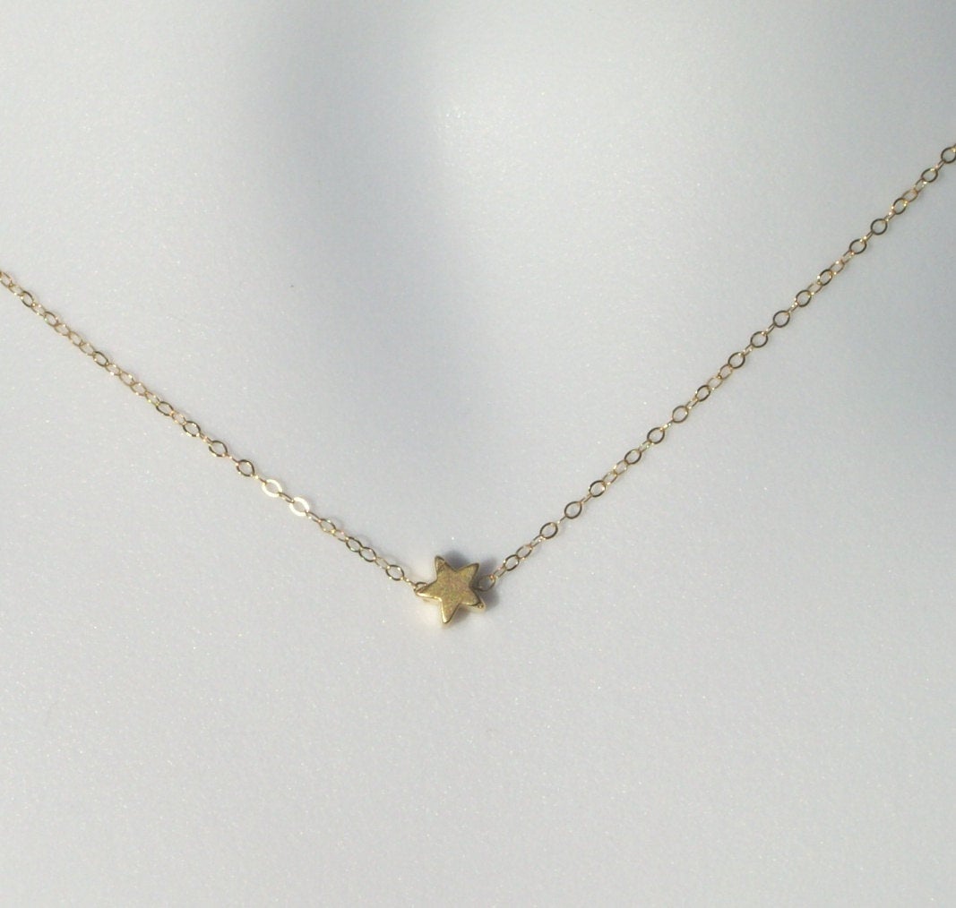 Gold Star Necklace - Tiny Gold Star Necklace, Gold Filled Necklace, bridesmaid gifts, gold, yellow, Wedding, Mothers Day, Bridal