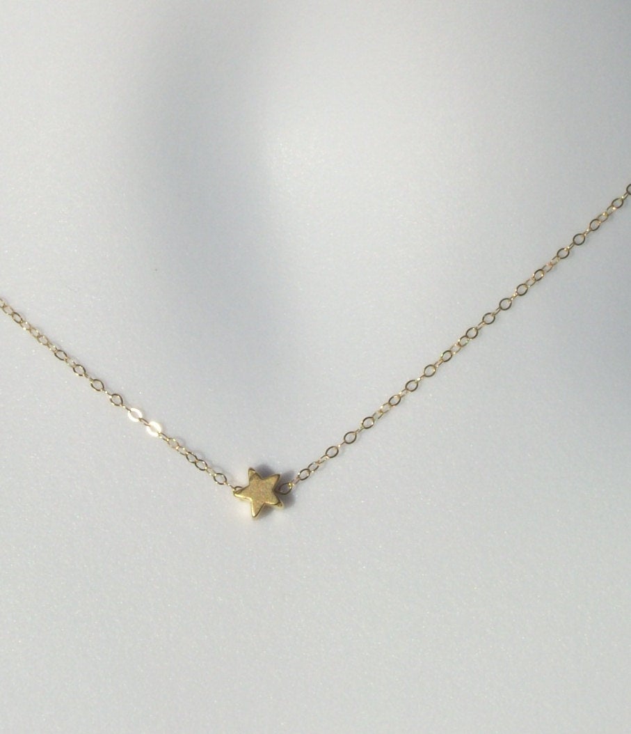 Gold Star Necklace - Tiny Gold Star Necklace, Gold Filled Necklace, bridesmaid gifts, gold, yellow, Wedding, Mothers Day, Bridal