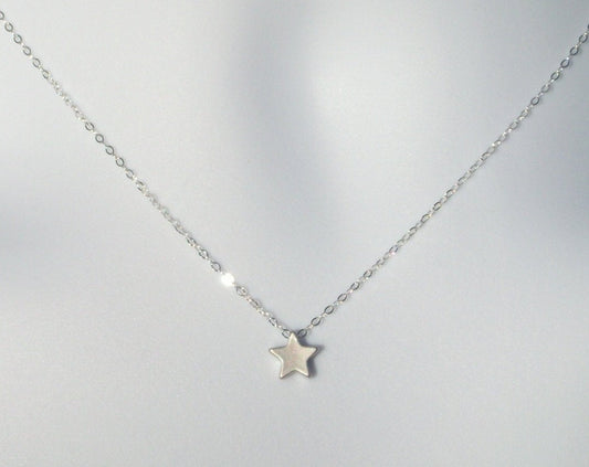 Silver Star Necklace - Tiny Silver Star Necklace, Sterling Silver Necklace, bridesmaid gifts, grey, white, silver, Mothers Day