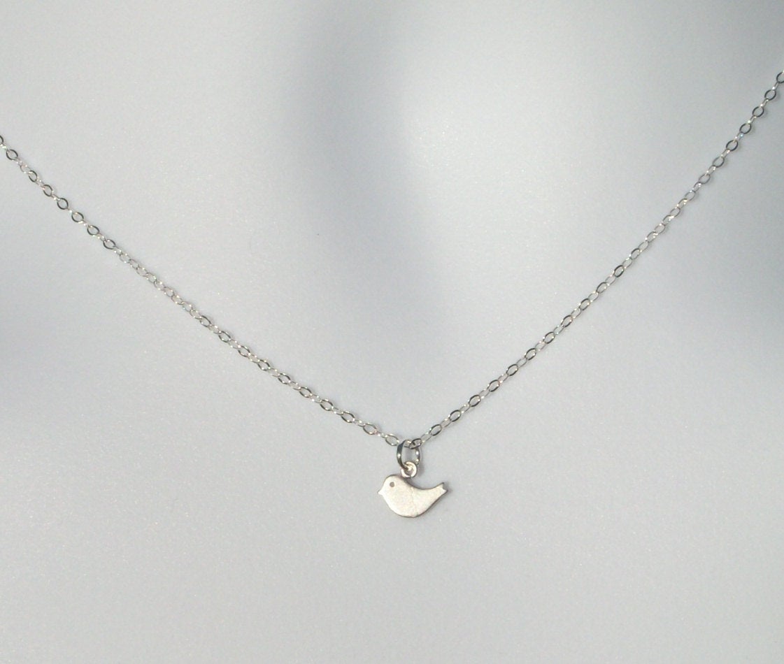 Silver Bird Necklace - Tiny Silver Bird Necklace, Sterling Silver Necklace, bridesmaid gifts, grey, white, silver, Mothers Day