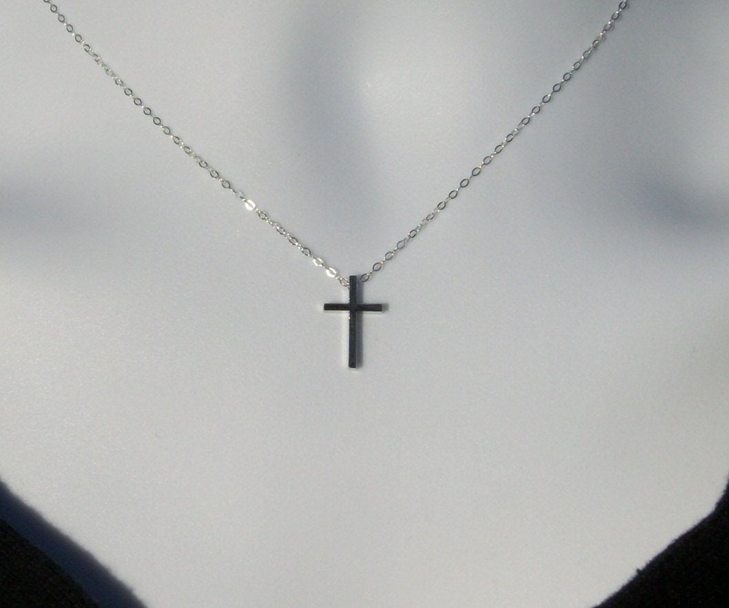 Silver Cross Necklace - Sterling Silver Cross Necklace, Sterling Silver Necklace, bridesmaid gifts, grey, white, silver, Mothers Day