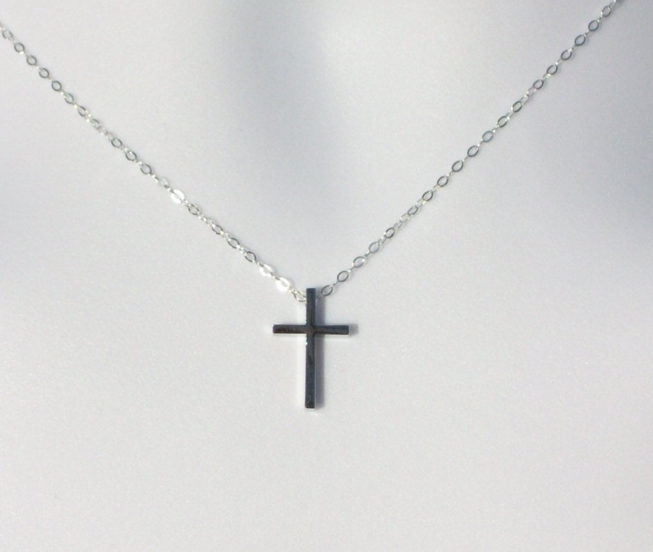 Silver Cross Necklace - Sterling Silver Cross Necklace, Sterling Silver Necklace, bridesmaid gifts, grey, white, silver, Mothers Day