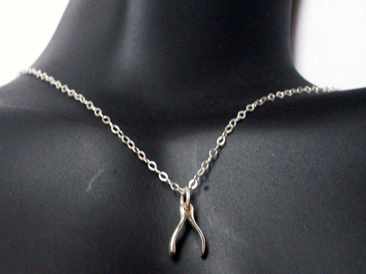 Wishbone Necklace, Sterling Silver Wishbone Necklace, Sterling Silver Necklace, bridesmaid gifts, grey, white, silver, Mothers Day