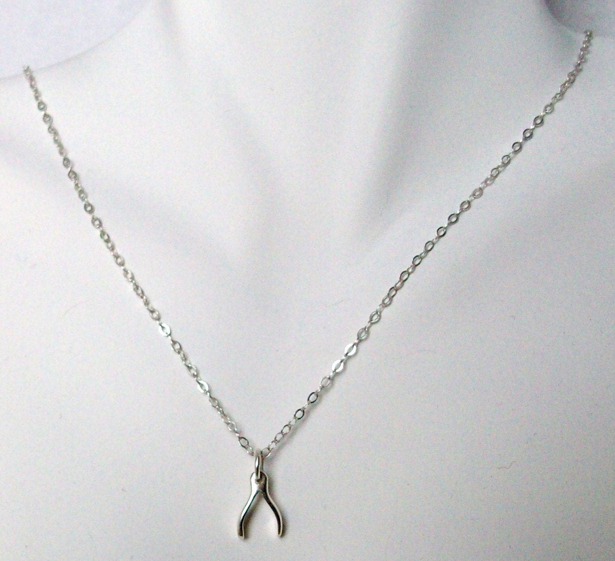 Wishbone Necklace, Sterling Silver Wishbone Necklace, Sterling Silver Necklace, bridesmaid gifts, grey, white, silver, Mothers Day
