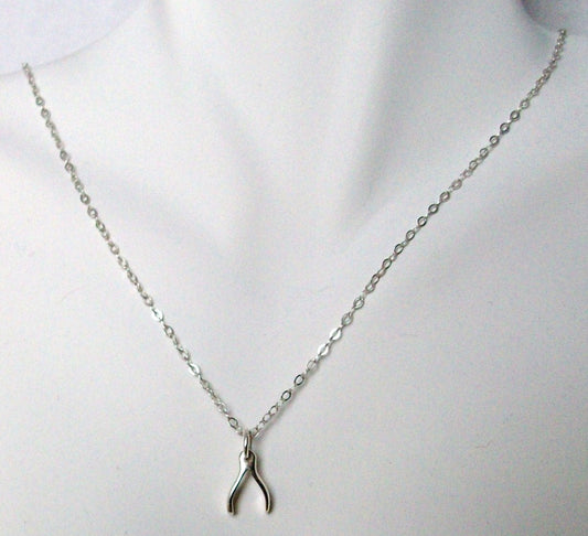 Wishbone Necklace, Sterling Silver Wishbone Necklace, Sterling Silver Necklace, bridesmaid gifts, grey, white, silver, Mothers Day