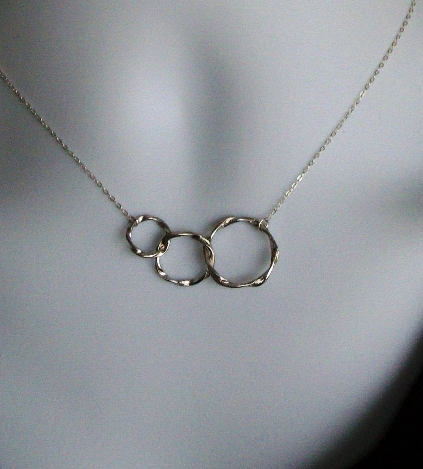 Eternity Necklace - Silver Twisted Triple Eternity Circles Necklace, Sterling Silver Necklace, bridesmaid gifts, weddings, grey,silver,whit