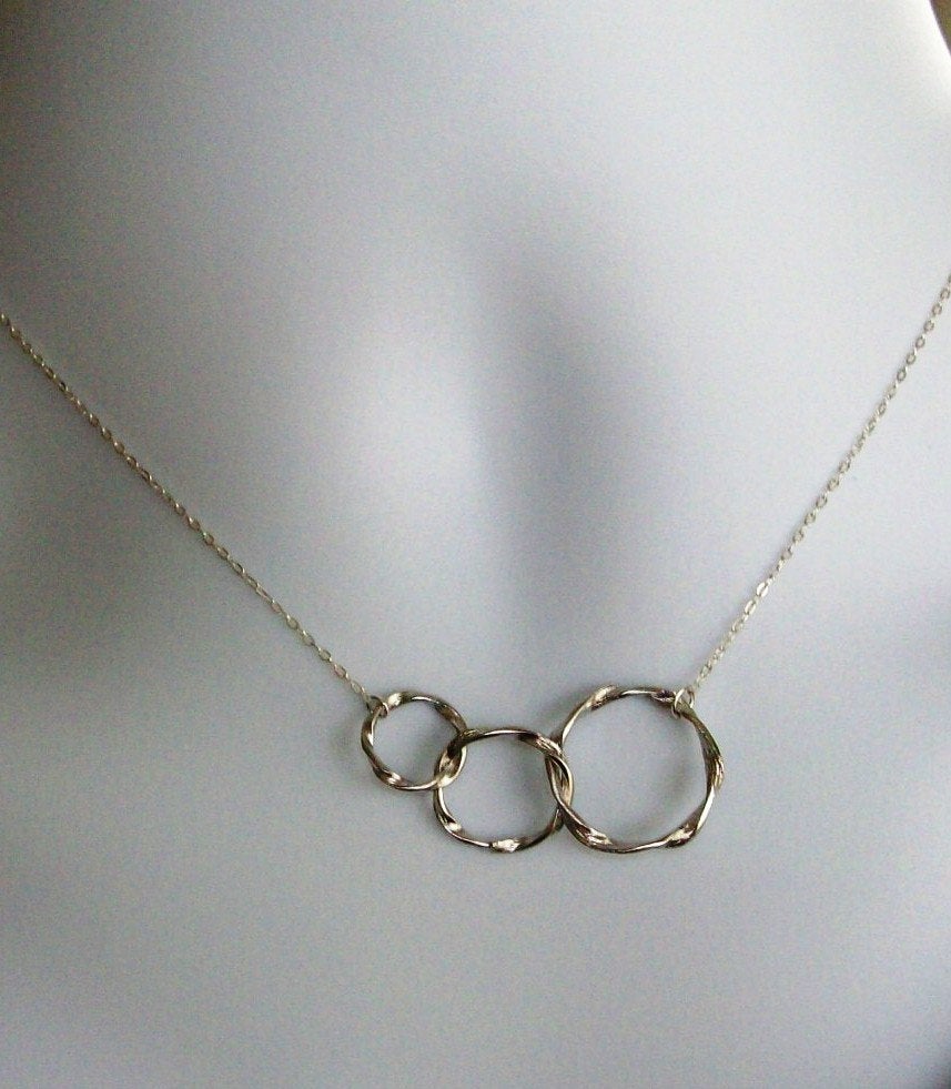 Eternity Necklace - Silver Twisted Triple Eternity Circles Necklace, Sterling Silver Necklace, bridesmaid gifts, weddings, grey,silver,whit