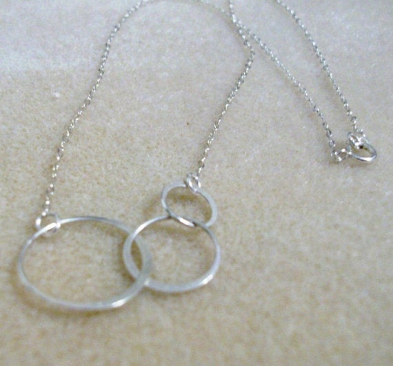 Eternity Necklace - Silver Triple Eternity Circles Necklace, Sterling Silver Necklace, bridesmaid gifts, weddings, grey,silver,white