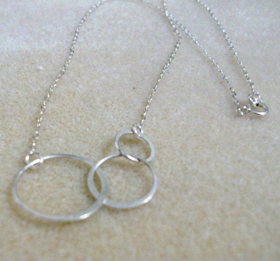 Set of Five Eternity Necklaces - Silver Triple Eternity Circles Necklace, Sterling Silver Necklace, bridesmaid gifts, weddings, bridal