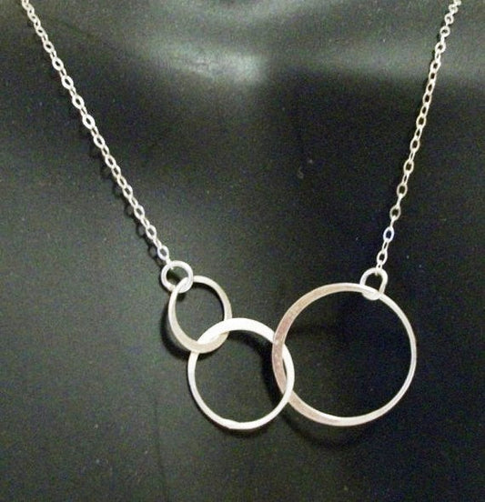 Set of Five Eternity Necklaces - Silver Triple Eternity Circles Necklace, Sterling Silver Necklace, bridesmaid gifts, weddings, bridal