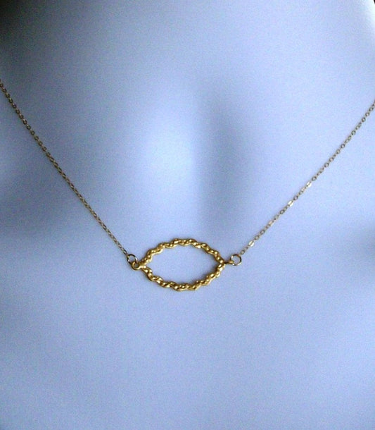 Gold Oval Necklace - Gold Geometric Oval Necklace - Gold Filled Necklace - Mothers Day, Weddings, Graduation Present