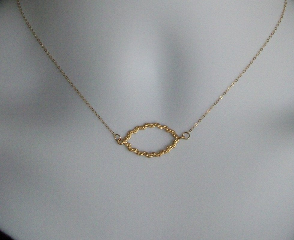 Gold Oval Necklace - Gold Geometric Oval Necklace - Gold Filled Necklace - Mothers Day, Weddings, Graduation Present