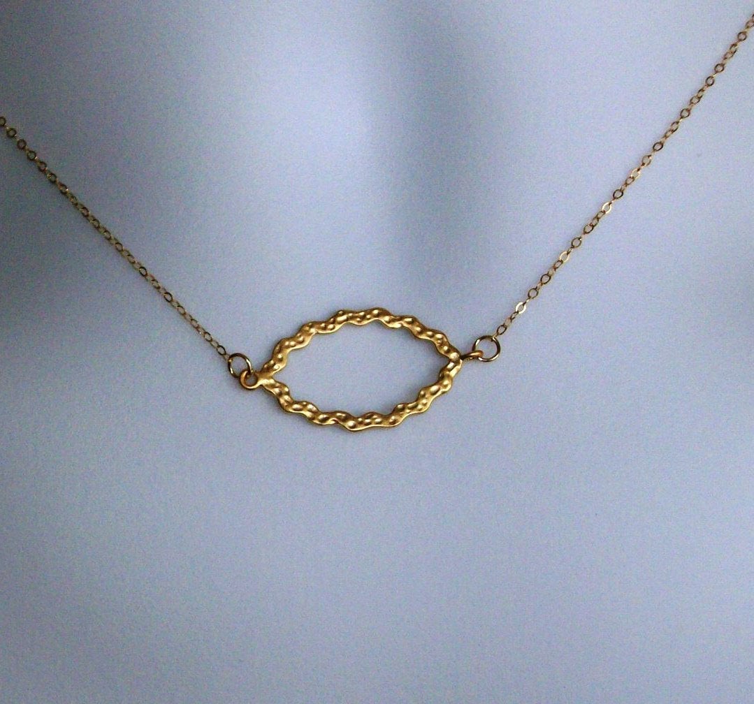 Gold Oval Necklace - Gold Geometric Oval Necklace - Gold Filled Necklace - Mothers Day, Weddings, Graduation Present