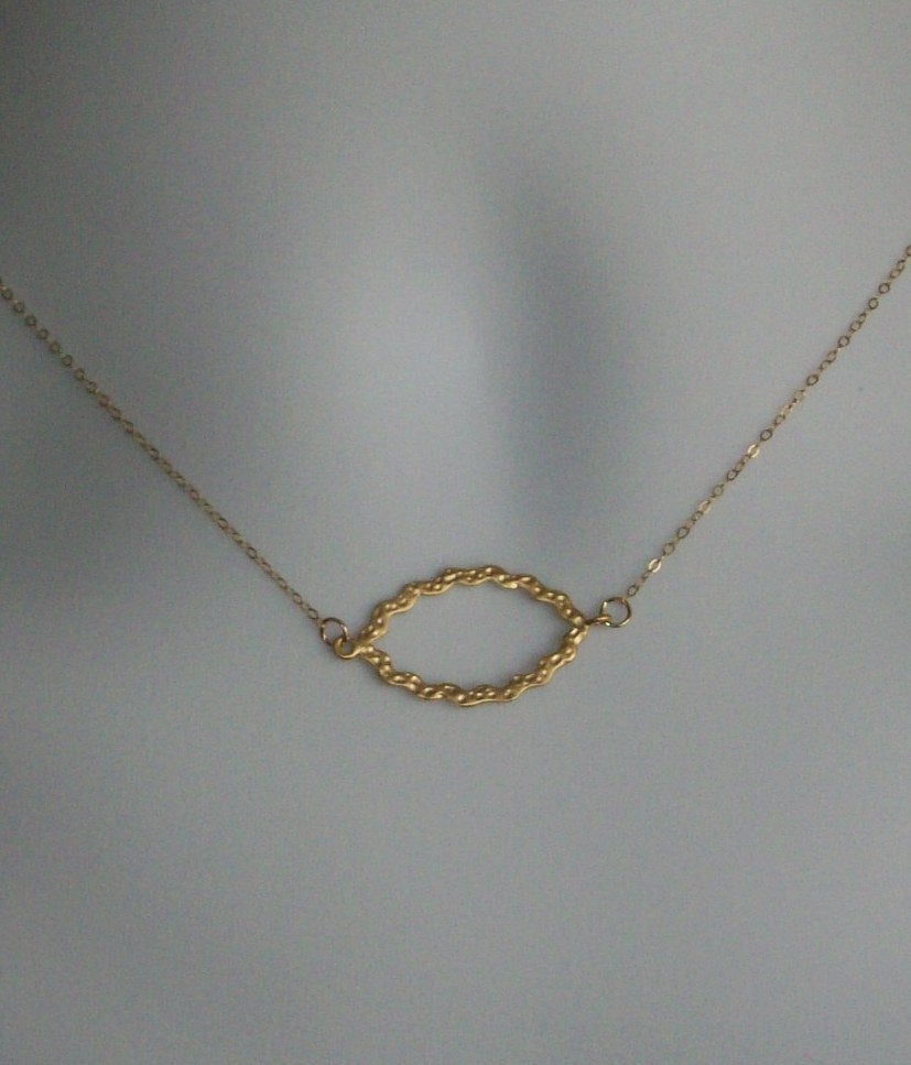 Gold Oval Necklace - Gold Geometric Oval Necklace - Gold Filled Necklace - Mothers Day, Weddings, Graduation Present