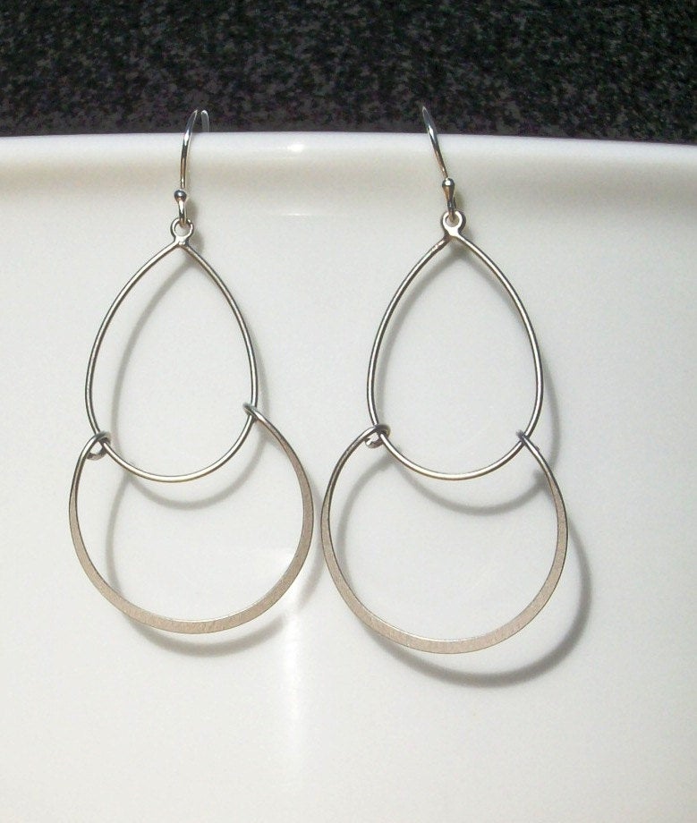 Silver Earrings, Silver Teardrop Chandelier Earrings, Bridesmaid Gifts, Dangle, Sterling Silver Earrings, Bridal, Weddings