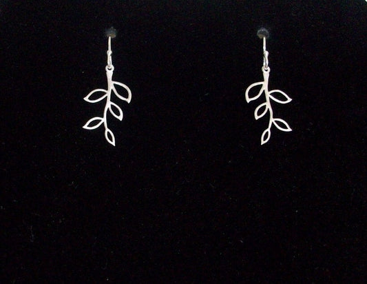 Tiny Olive Branch Earrings, Silver Earrings - Sterling Silver Olive Branch Earrings, Bridesmaid Gifts, wedding, grey, white, silver
