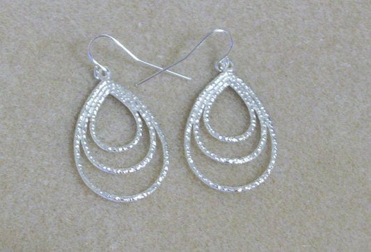 Silver Earrings, Silver Triple Teardrop Earrings, Bridesmaid Gifts, Dangle, Sterling Silver Earrings, Bridal, Weddings