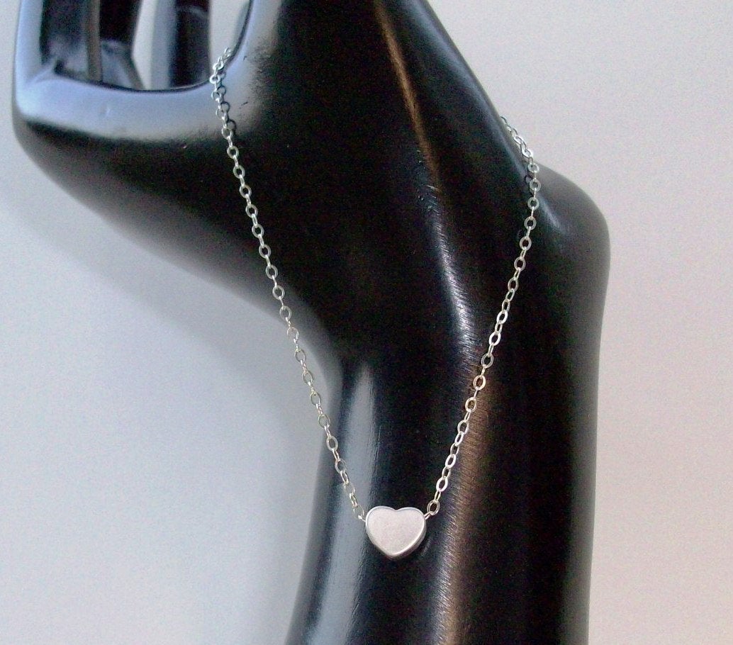 Tiny Silver Heart Bracelet -  Silver Heart Bracelet, Sterling Silver Bracelet, grey, white, silver, Mothers Day