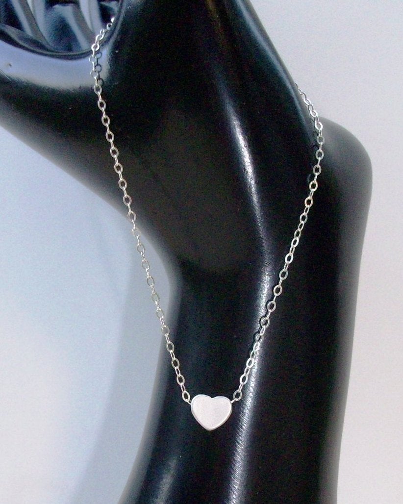 Tiny Silver Heart Bracelet -  Silver Heart Bracelet, Sterling Silver Bracelet, grey, white, silver, Mothers Day