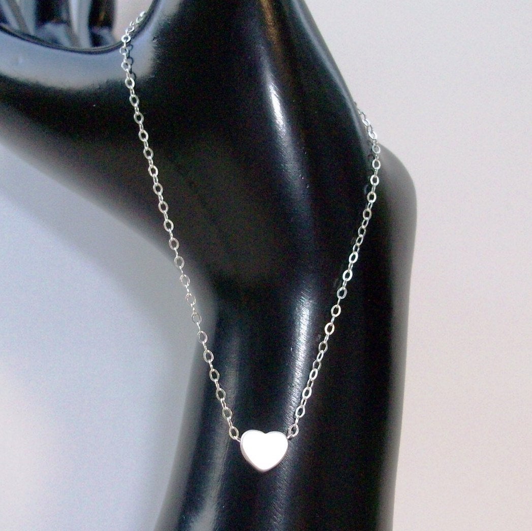 Tiny Silver Heart Bracelet -  Silver Heart Bracelet, Sterling Silver Bracelet, grey, white, silver, Mothers Day