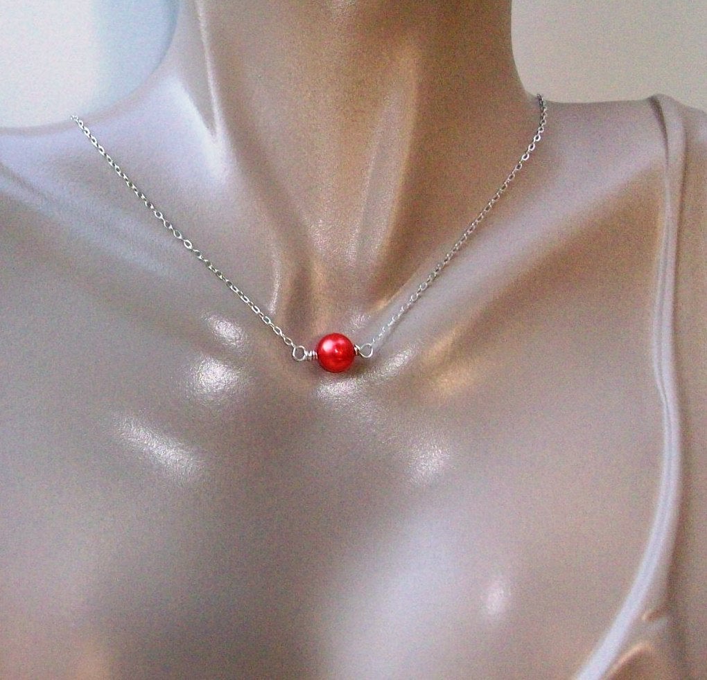 Pearl Necklace - Sterling Silver and Coral Freshwater Pearl Necklace - Silver and Coral Necklace - Pink Necklace - Mothers Day - Bridal