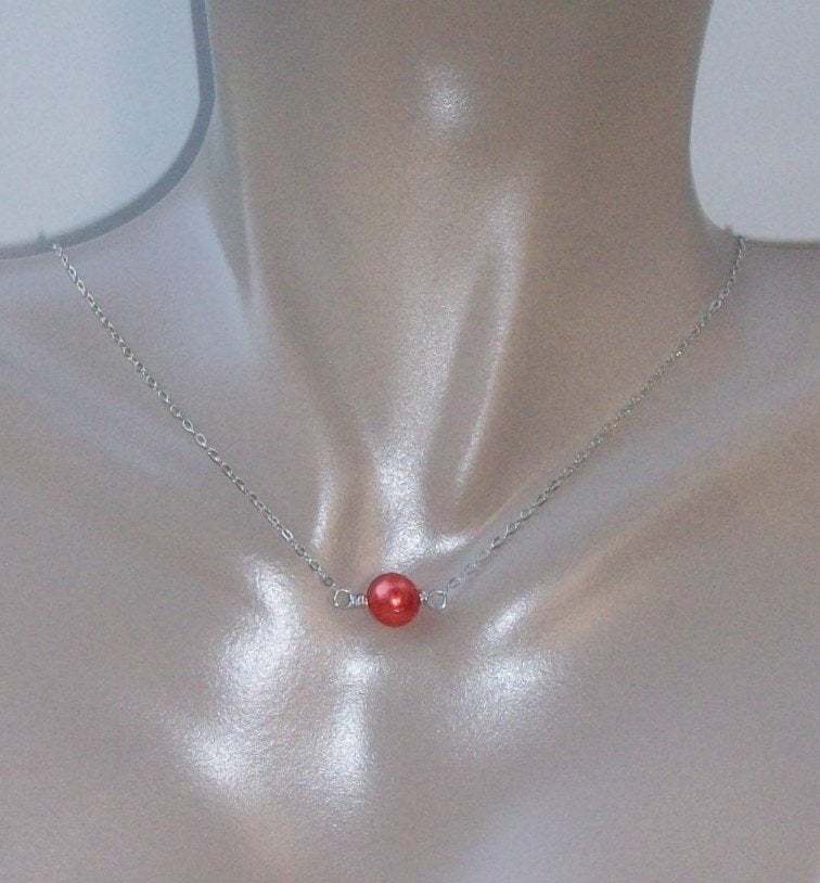 Pearl Necklace - Sterling Silver and Coral Freshwater Pearl Necklace - Silver and Coral Necklace - Pink Necklace - Mothers Day - Bridal