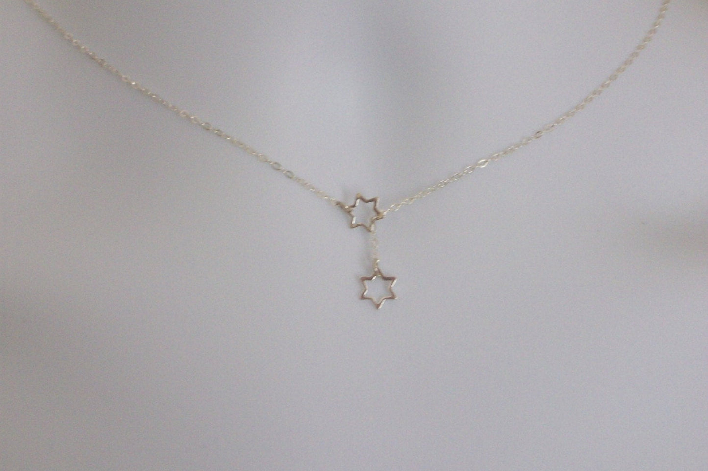 Star Necklace - Lariat Necklace - Silver star lariat necklace, Sterling Silver Necklace, Star of David, bridesmaid gifts, weddings, grey,