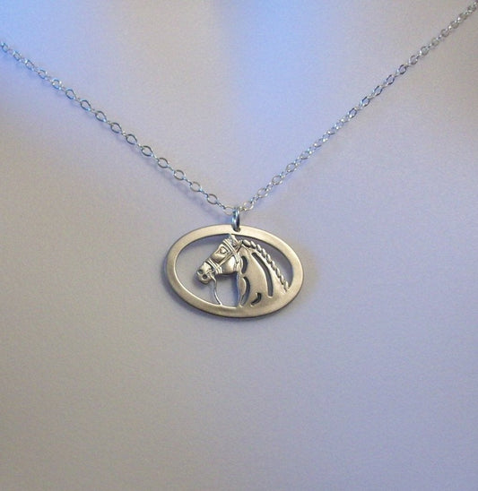 Silver Horse Necklace - Horse Pendant Necklace - Sterling Silver Necklace - Horse Necklace - Rodeo