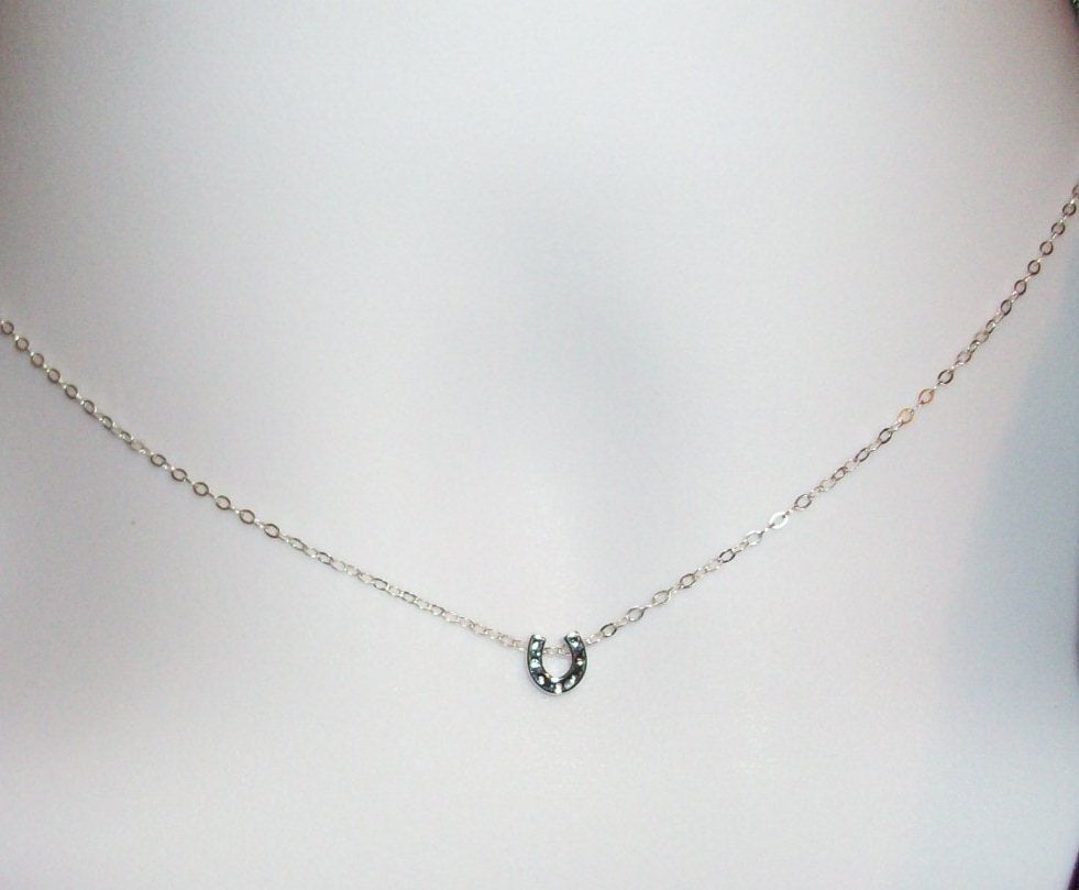 Silver Horseshoe Necklace - Tiny Horseshoe Necklace - Sterling Silver Necklace - Good Luck Necklace - Bridal - Bridesmaid Gifts - Wedding