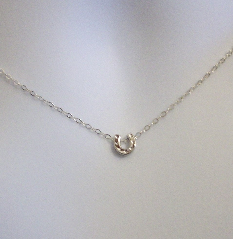 Silver Horseshoe Necklace - Tiny Horseshoe Necklace - Sterling Silver Necklace - Good Luck Necklace - Bridal - Bridesmaid Gifts - Wedding