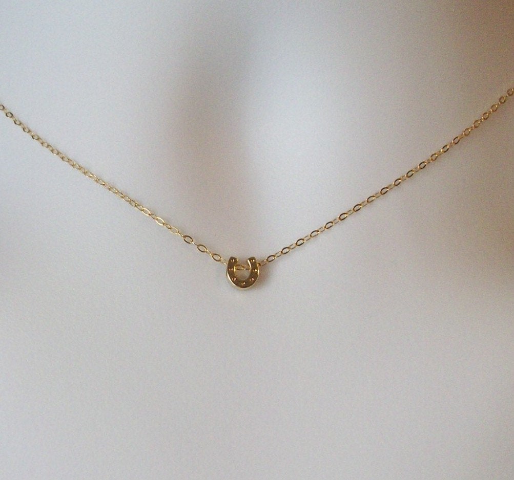 Gold Horseshoe Necklace, Tiny Gold Horseshoe Necklace, Good Luck Necklace, Bridesmaid Gifts, Valentines Day Gift