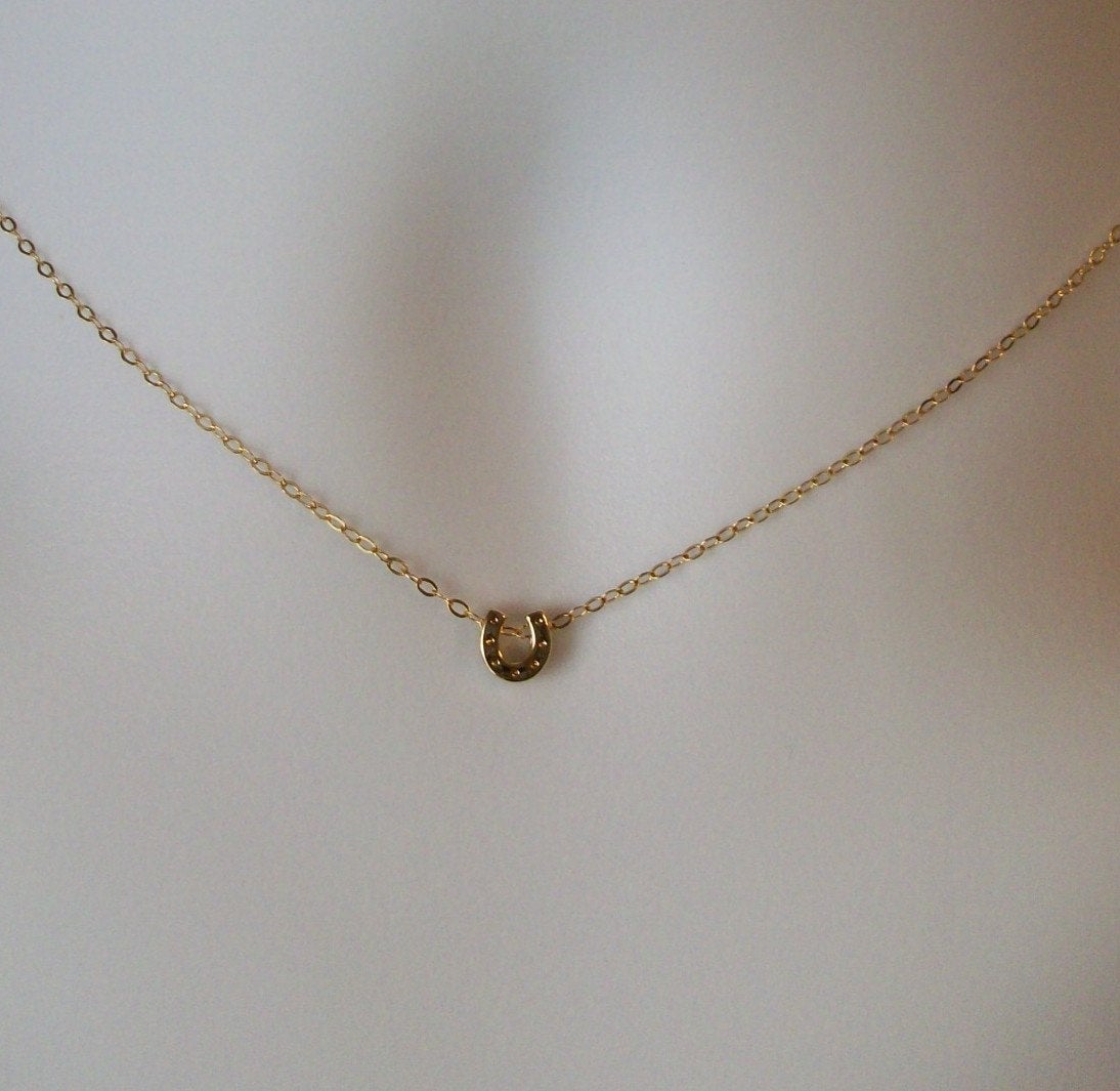 Gold Horseshoe Necklace, Tiny Gold Horseshoe Necklace, Good Luck Necklace, Bridesmaid Gifts, Valentines Day Gift