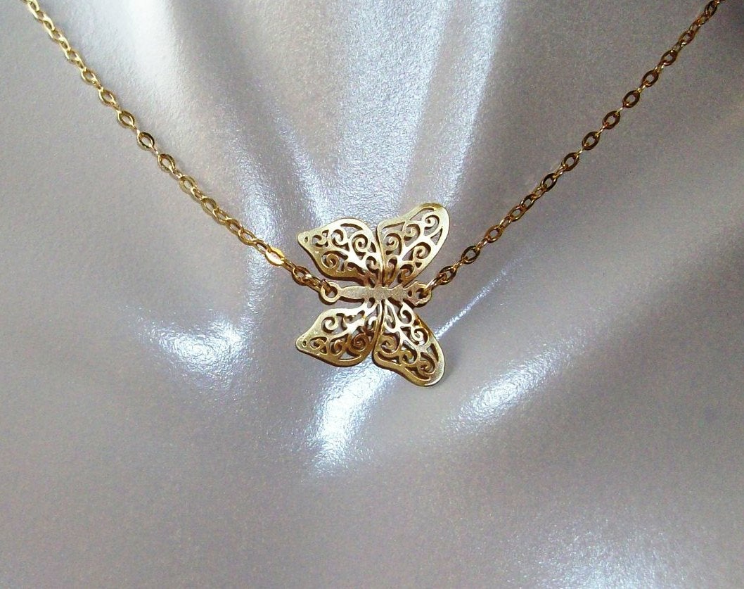 Gold Butterfly Necklace - Butterfly Necklace in Gold - Animal Jewelry - Bridesmaid Gifts - Bridal - Wedding