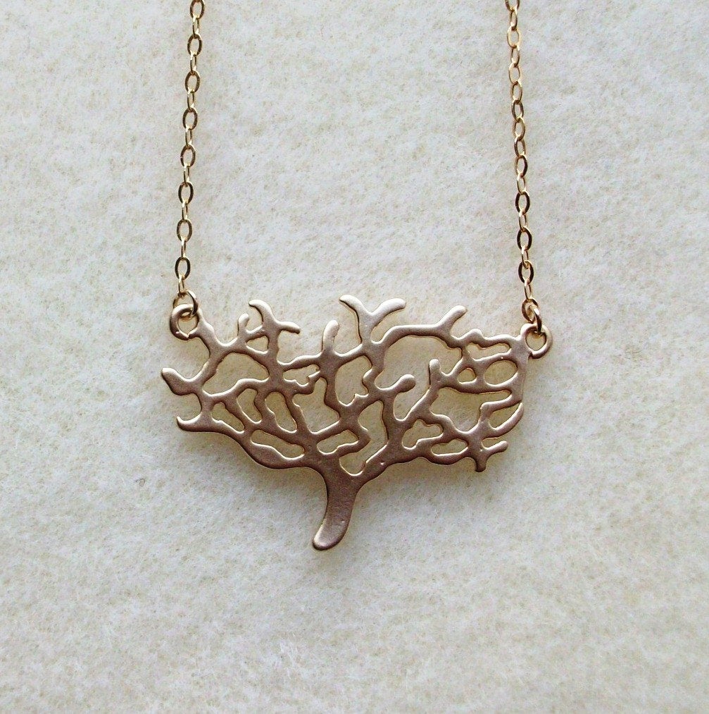 Gold Tree Necklace - Gold Suspended Treed Necklace, bridesmaid gifts, gold, yellow, orange, Nature, Tree Jewelry, Birthday Gift