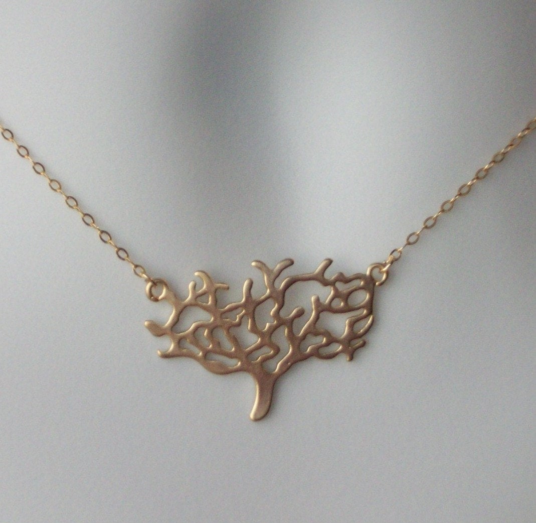 Gold Tree Necklace - Gold Suspended Treed Necklace, bridesmaid gifts, gold, yellow, orange, Nature, Tree Jewelry, Birthday Gift